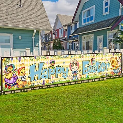 Easter Party Supplies-Vuntage Easter Banner Decoration Cover