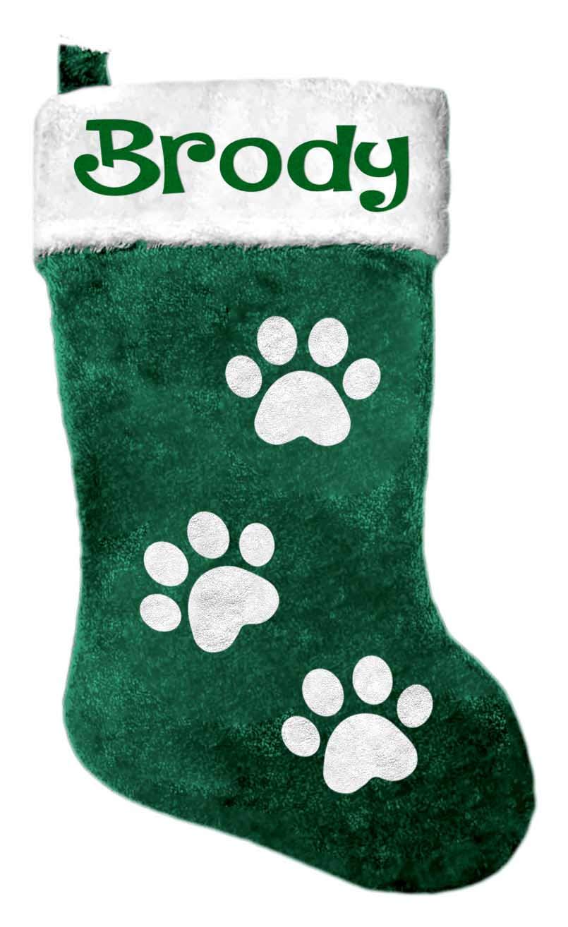 SusfreshLV Brody Dog Cat Paws Christmas Stocking Faux Fur Red