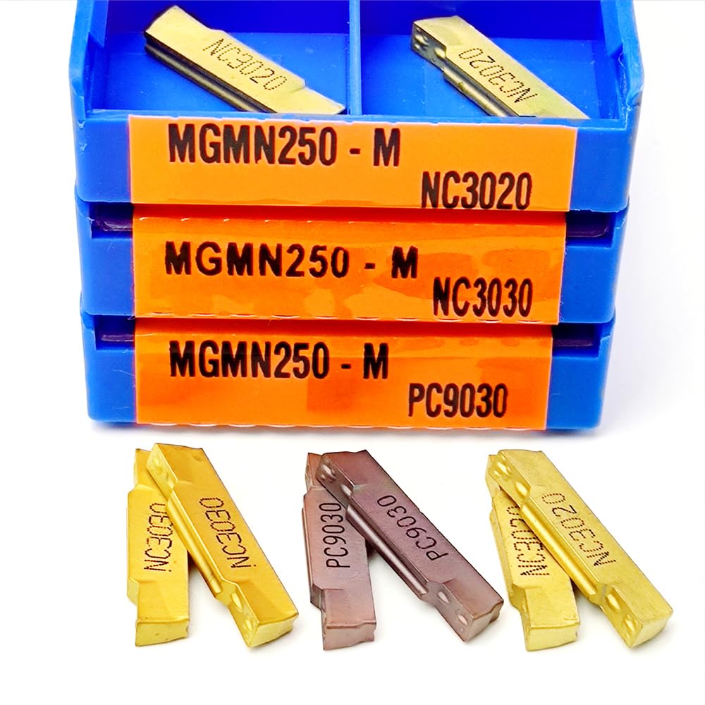 MGMN250 NC3020 NC3030 PC9030 - Inserti in metallo duro per lavorazione utensili per tornitura MGMN 250, lama in lega dura MGMN 250, 10 pezzi (MGMN250-M NC3030)