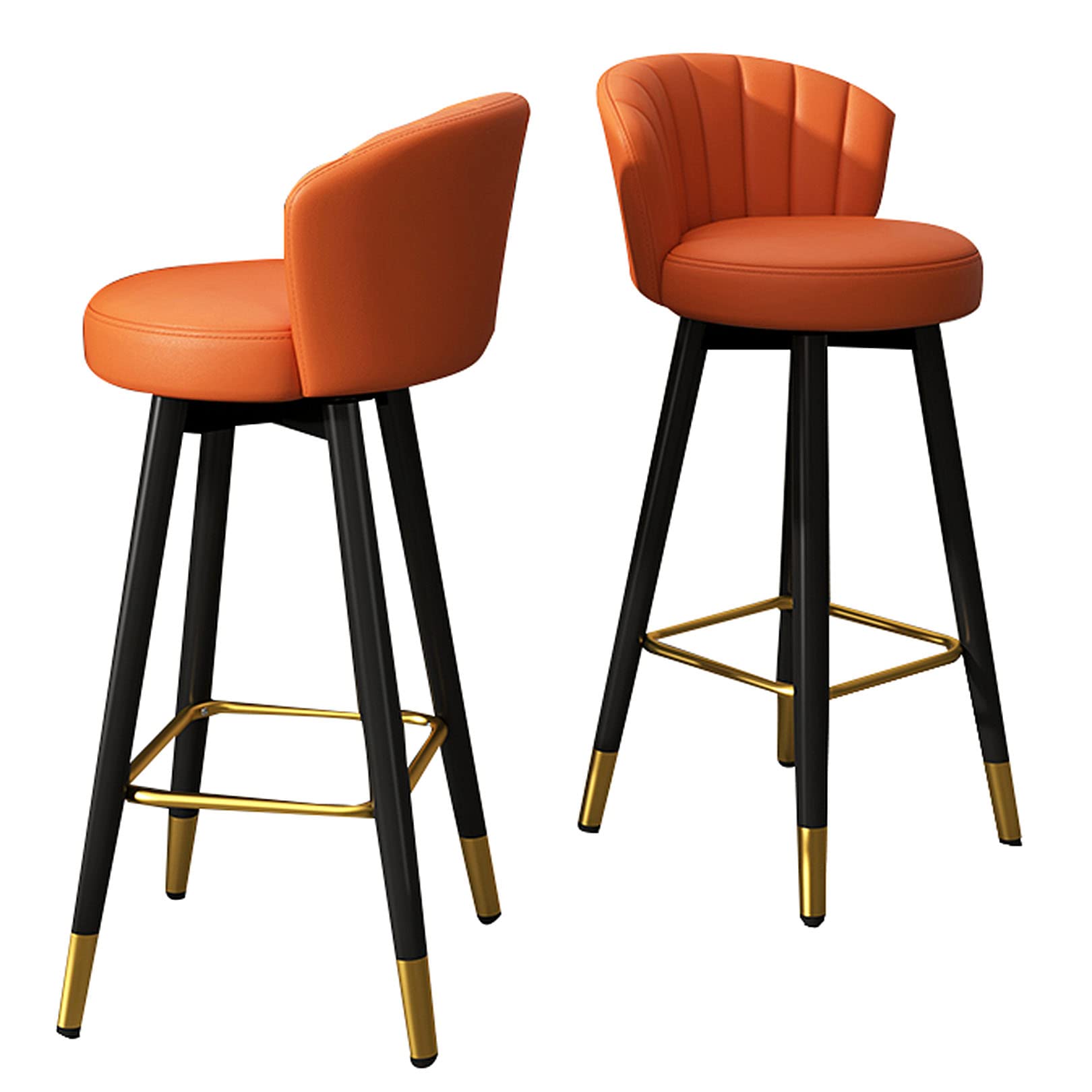 Tabouret de bar orange 74cm en cuir PU lot de 2 pour cuisine