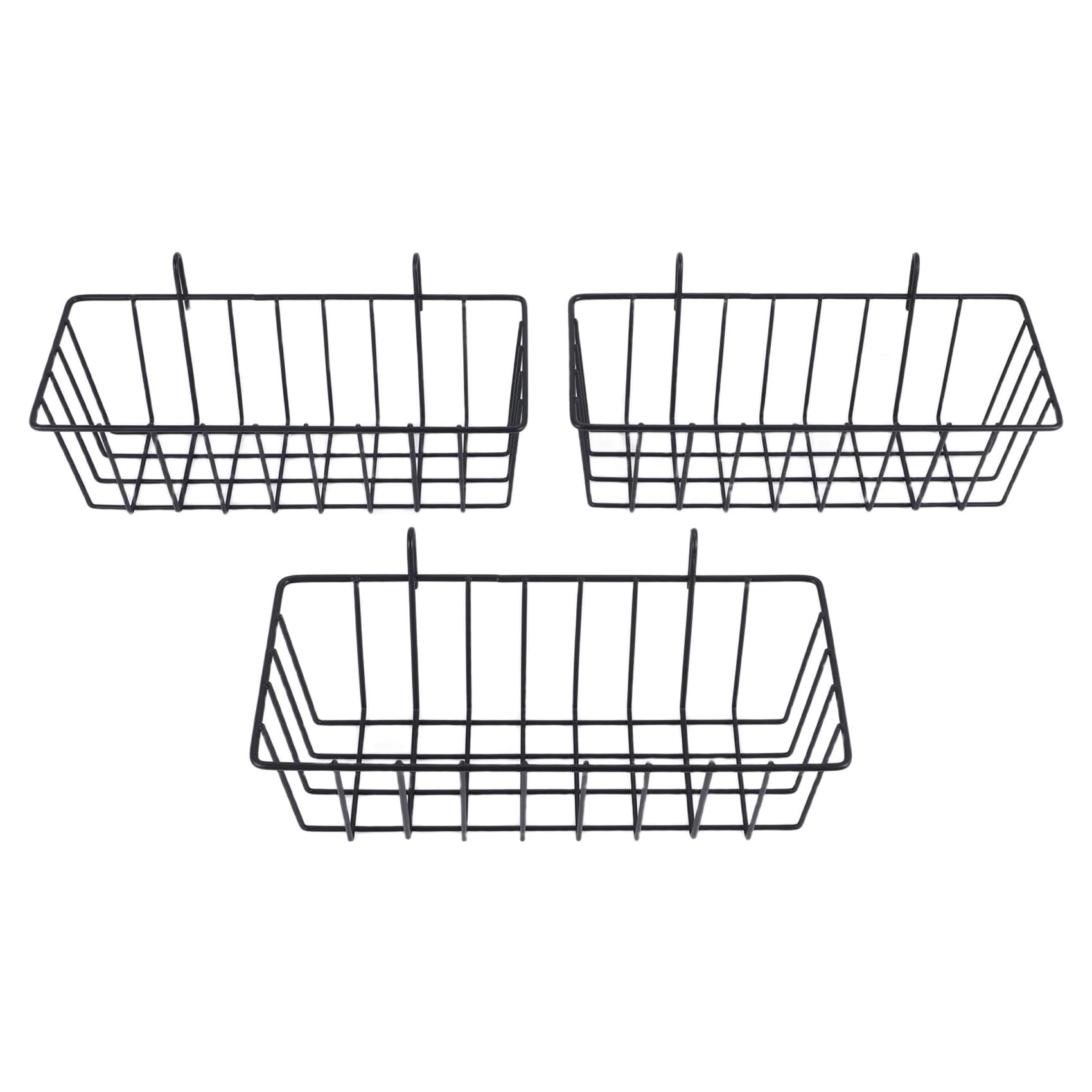 qimoi 3 Pcs Wire Baskets,Wall Grid Panel Hanging Wire Basket,Wall Storage and Display Basket for Cabinet & Pantry Organization
