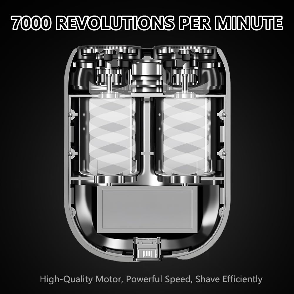 LOPHE Mini Rasoir Électrique pour Hommes IPX7 Étanche – Rasoir de Magnétique Voyage Rechargeable USB, Lames Haute Vitesse 7000 tr/min, Usage Sec/Humide,Portable Shave pour maison, voyages,Argenté