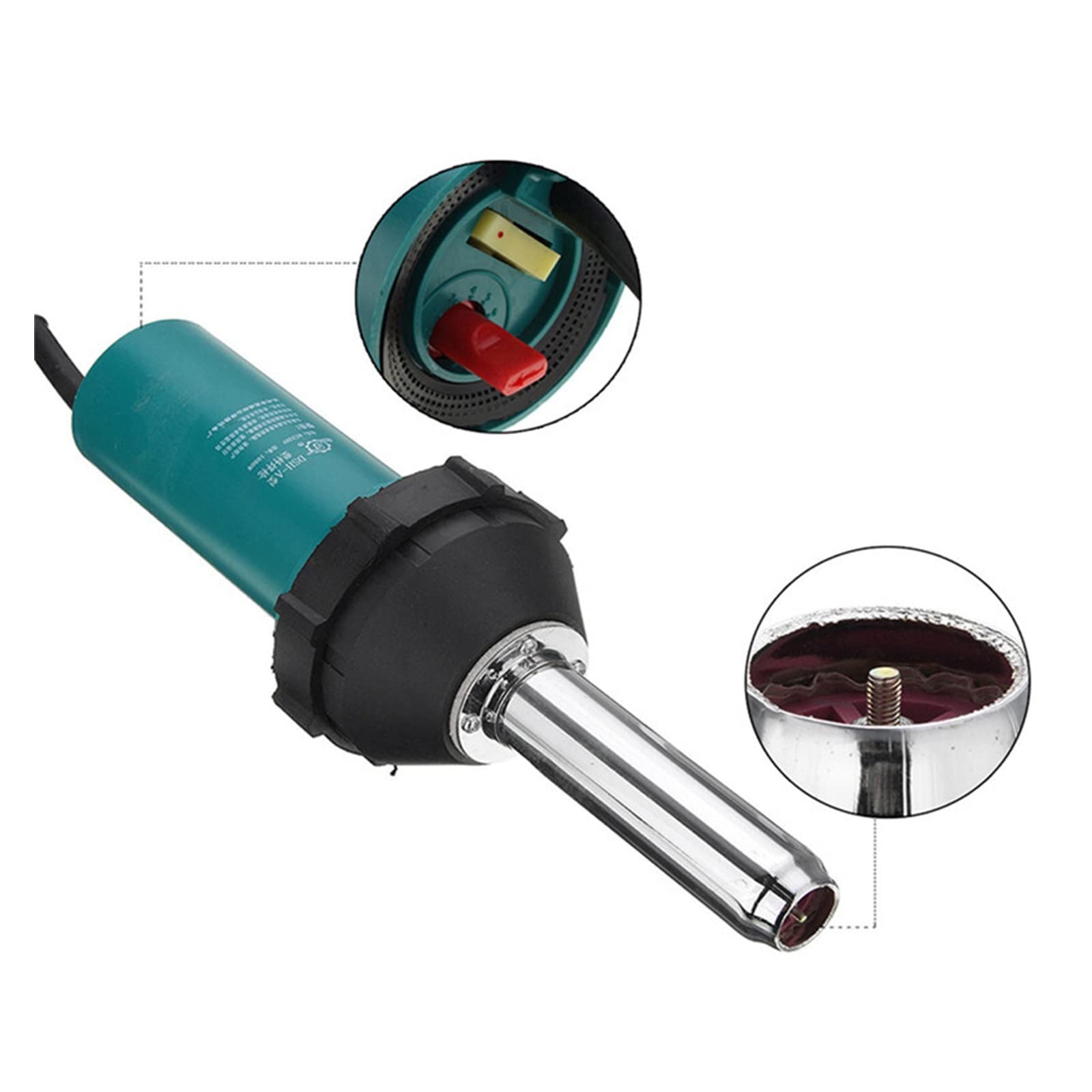Pistolet termiczny 1080W pistolet spawalniczy do tworzyw sztucznych palnik na gorące powietrze z dyszami przemysłowa dmuchawa ciepła podwójna izolacja spawarka maszyna do naprawy, zestaw do spawania t