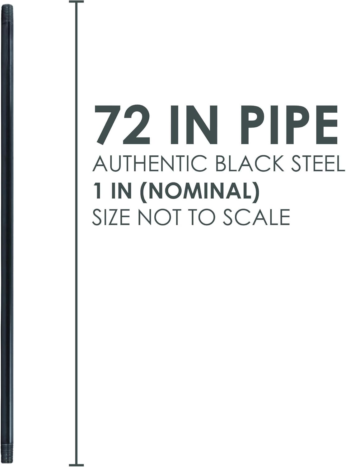 Pipe Decor 1” x 72” Malleable Cast Iron Pipe, Pre Cut, Industrial Steel Grey Fits Standard Three Quarter Inch Black Threaded Pipes Nipples and Fittings, Build Vintage DIY Furniture, 4 Pack - 