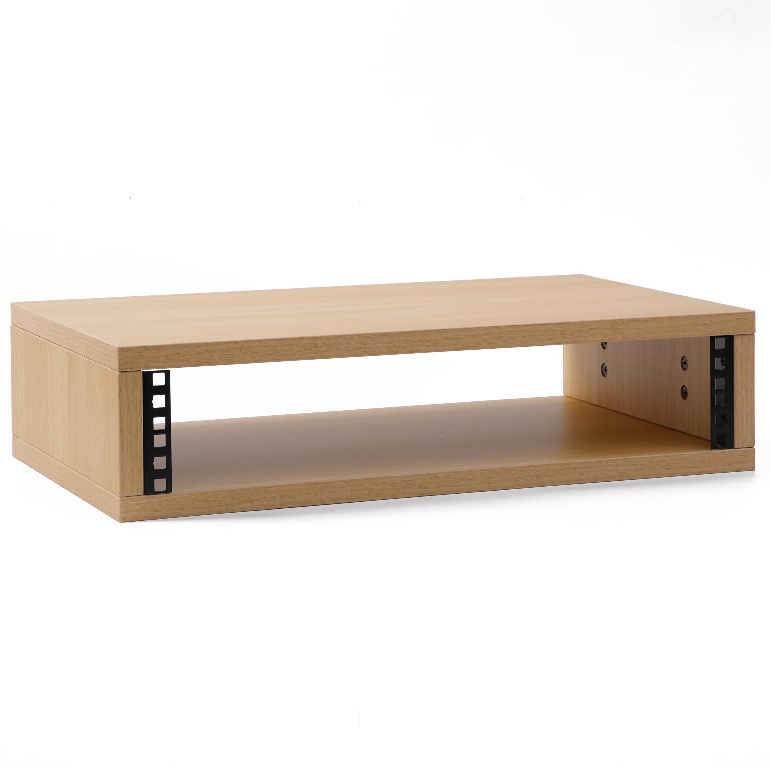 Desktop Studio Rack – 2U/3U/4U Shallow Wooden Stand for Many 19-Inch Rack-Style Audio Devices, Tabletop Mount, Natural or Walnut(Natural Finish, 2U)