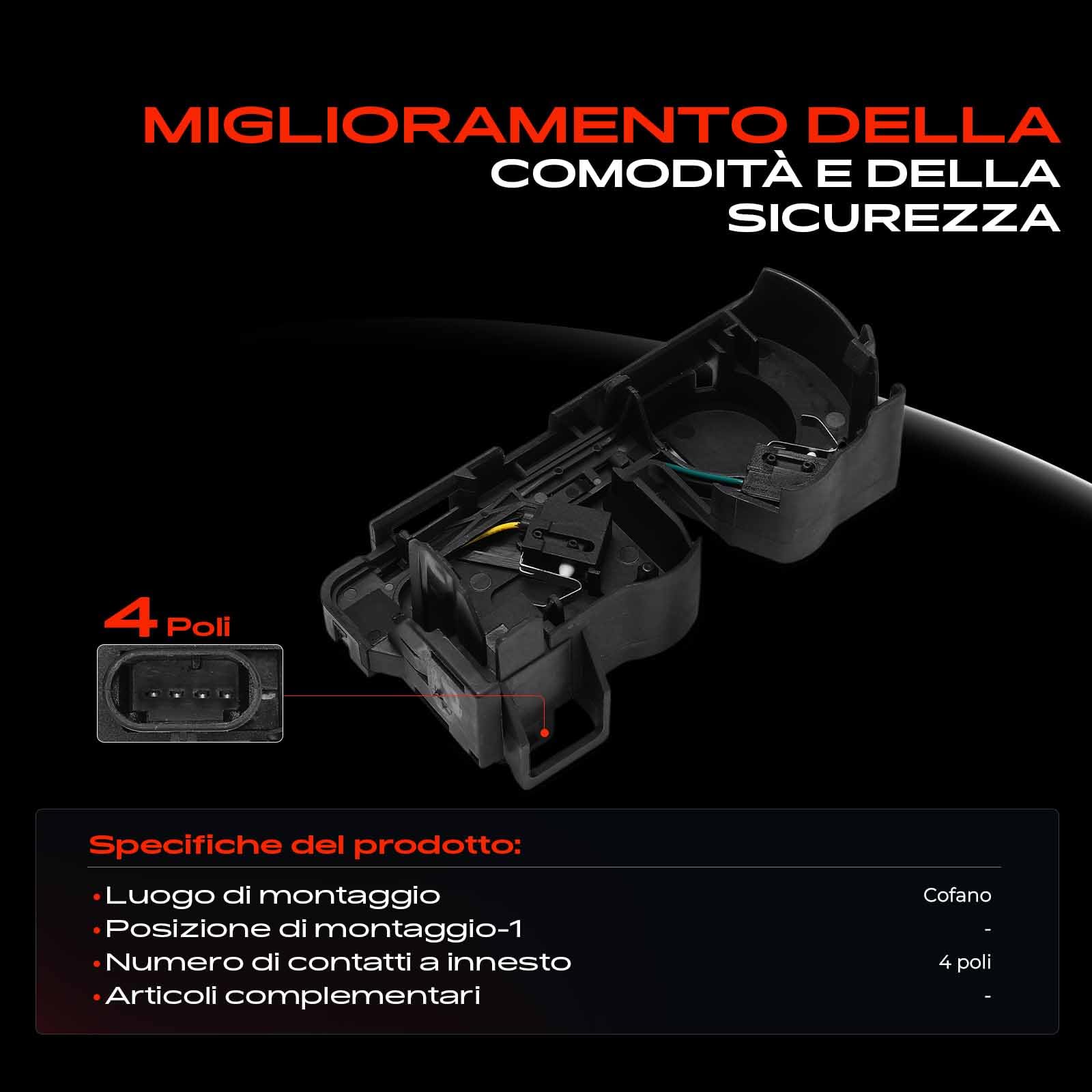 Frankberg Serratura cofano Motore Cofano Motore 4-Poli Compatibile con B-Class W242 W246 Classe GLA X156 Classe A W176 V-Class W447 CLA Shooting Brake X117 Replace# A2468700558