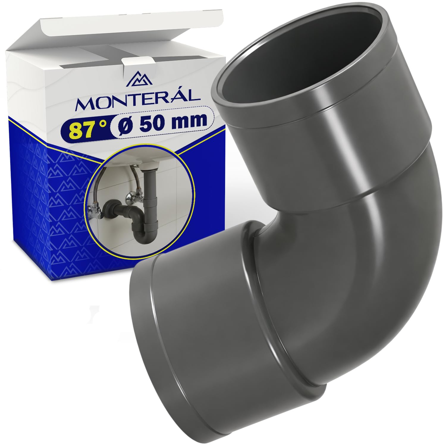 Curva PVC 87° Ø 50mm para Montaje de Tuberías de Alcantarillado Drenaje Técnicas - Codo de PVC Tiene Configuración “Hembra-Hembra” - Garantía de 10 Años - MONTERAL