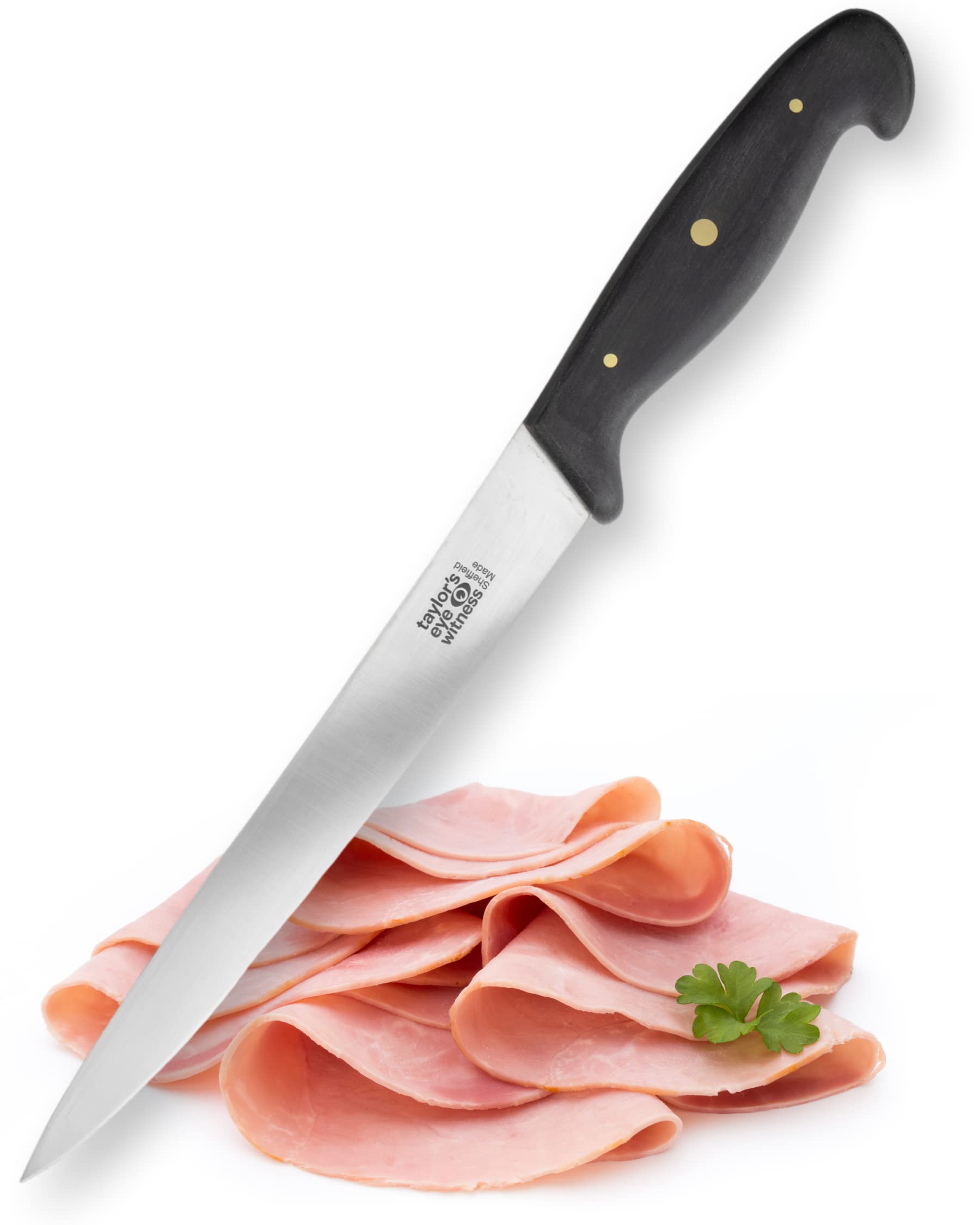 Taylors Eye Witness Black Professional Series British Made Kitchen Carving Knife - 20Cm Cutting Edge With An Ultra Fine, Pointed Blade, Precision Ground From High Carbon Stainless Steel. Uk Craftsmanship