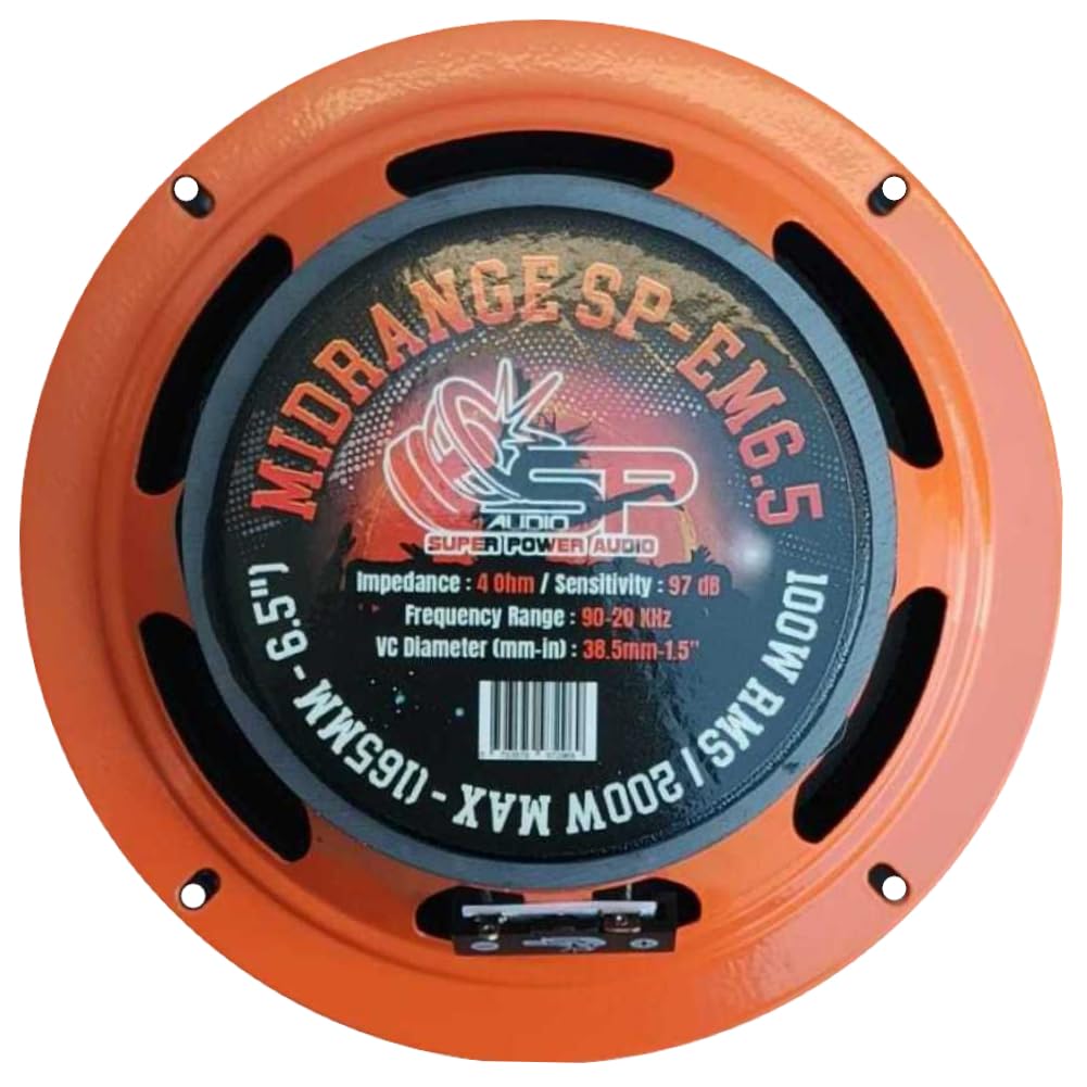 SP Audio 1 SP-EM6.5 midrange altoparlante diffusore da 16,5 cm 165 mm 6,5" di diametro, 100 watt rms 200 watt max, impedenza 4 ohm, sensibilità 95 db spl, 1 pezzo