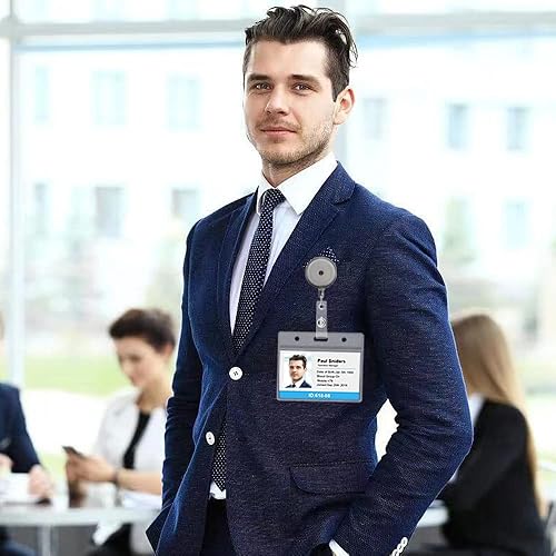 Miniatura 6 de SACRNASI - Paquete de 50 carretes retráctiles para tarjetas de identificación, carretes retráctiles de alta calidad negros transparentes con clip