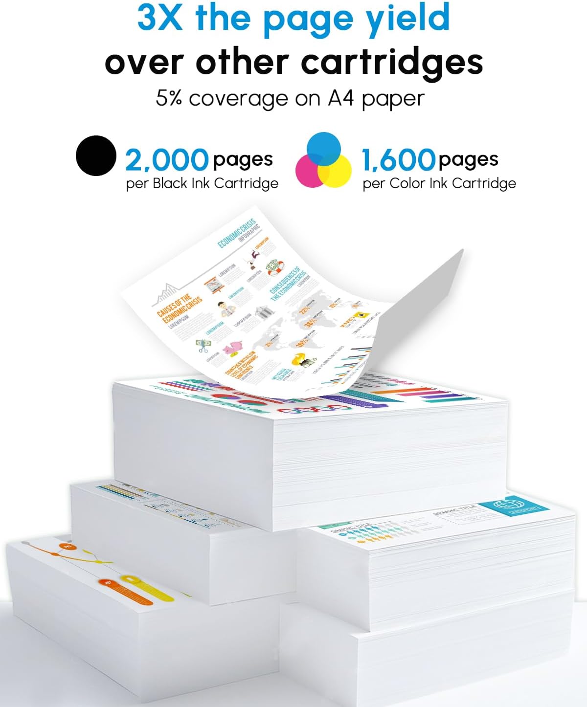 962XL 962 Ink Cartridges Black Color Combo Pack (4-Pack, 1BK/1C/1M/1Y) Replacement for HP 962 962XL Ink Cartridges Work for OfficeJet Pro 9010 9015 9018 9012 9010e 9014e 9015e 9018e 9025e Printer