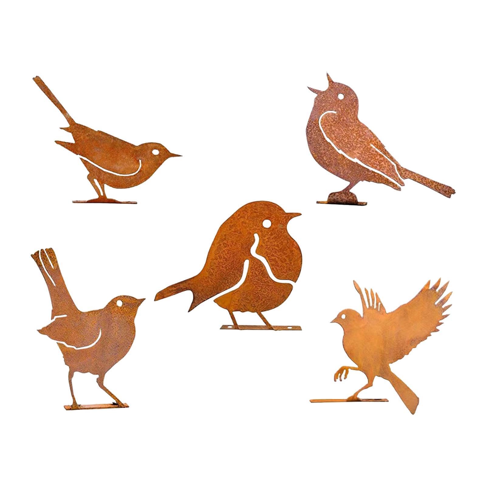 Oiseau en métal rouillé silhouette rustique décoration extérieure
