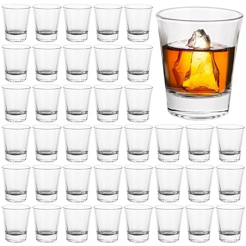 GBACHOOSE Set of 48 Shot Glasses, 60ml Classic Shot Glass with Heave Base, Clear Shot Cups Round Set for Cocktail Vodka Whisky