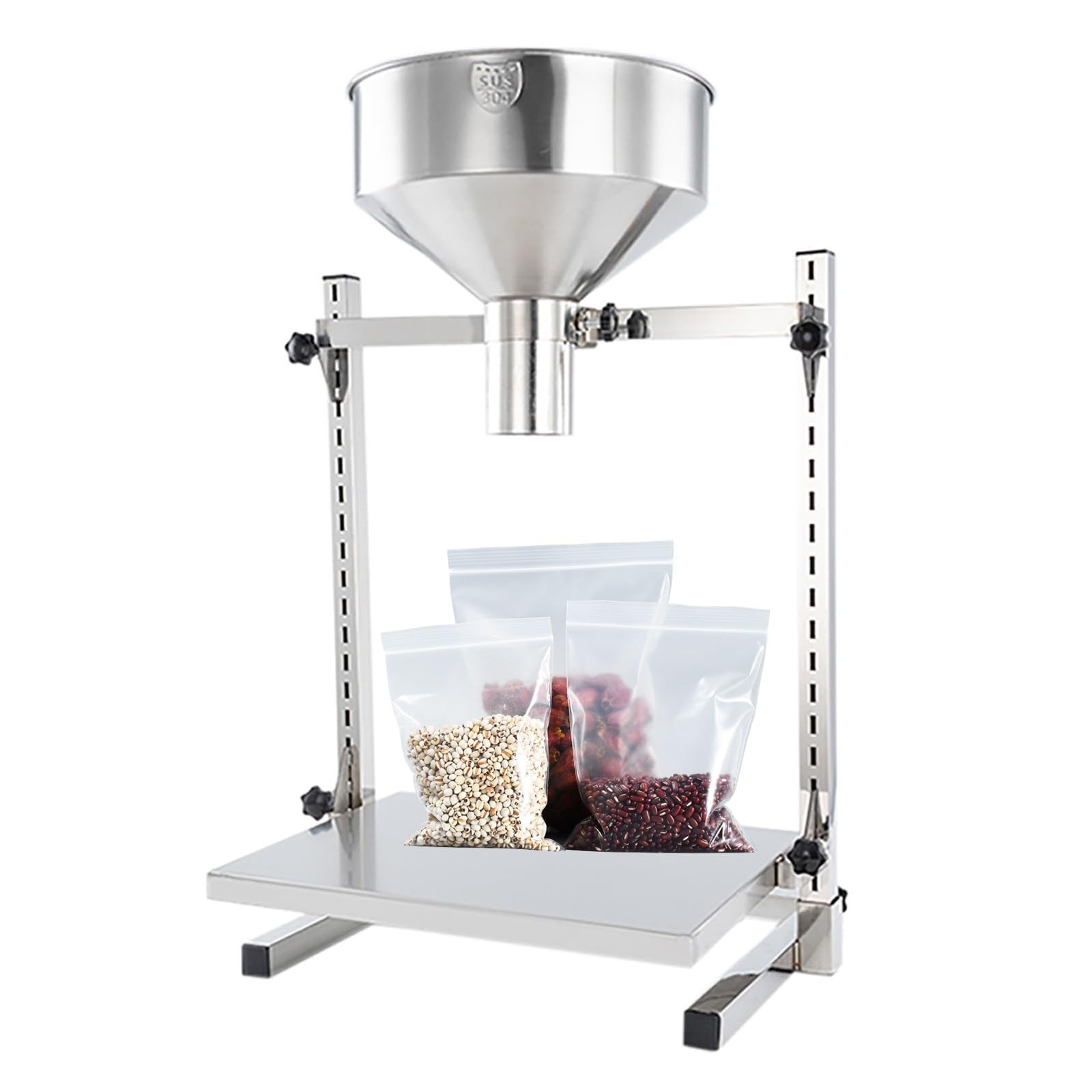 YXZYFPP Large-Diameters Stainless Steel Hopper Funnel with Bracket & Lift Platform - Manual Dispensing Machine for Powders, Pastes, Liquids & Granules (4cm)