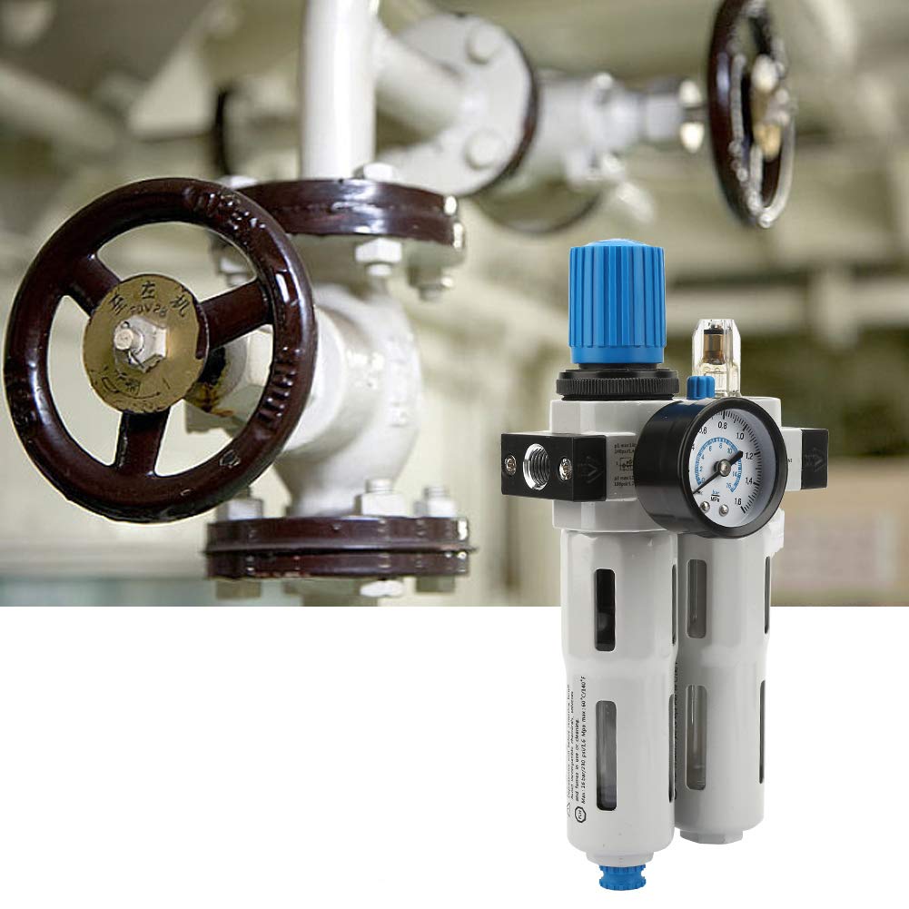 Regulador de Filtro de Aire, Combo de Lubricador y Regulador de Filtro de Aire Comprimido de 1/4 Pulgadas, Combos de Agua, Filtro, Regulador y Lubricador de Aleación de Aluminio