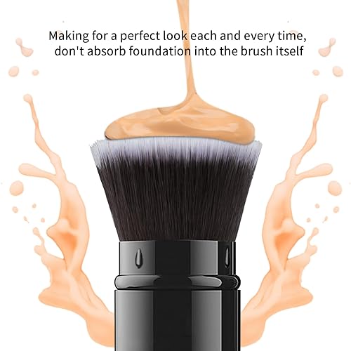 Miniatura 3 de Falliny Brochas de maquillaje retráctiles, cepillo de base de polvo Kabuki de viaje, cepillo portátil de protección solar para base líquida facial