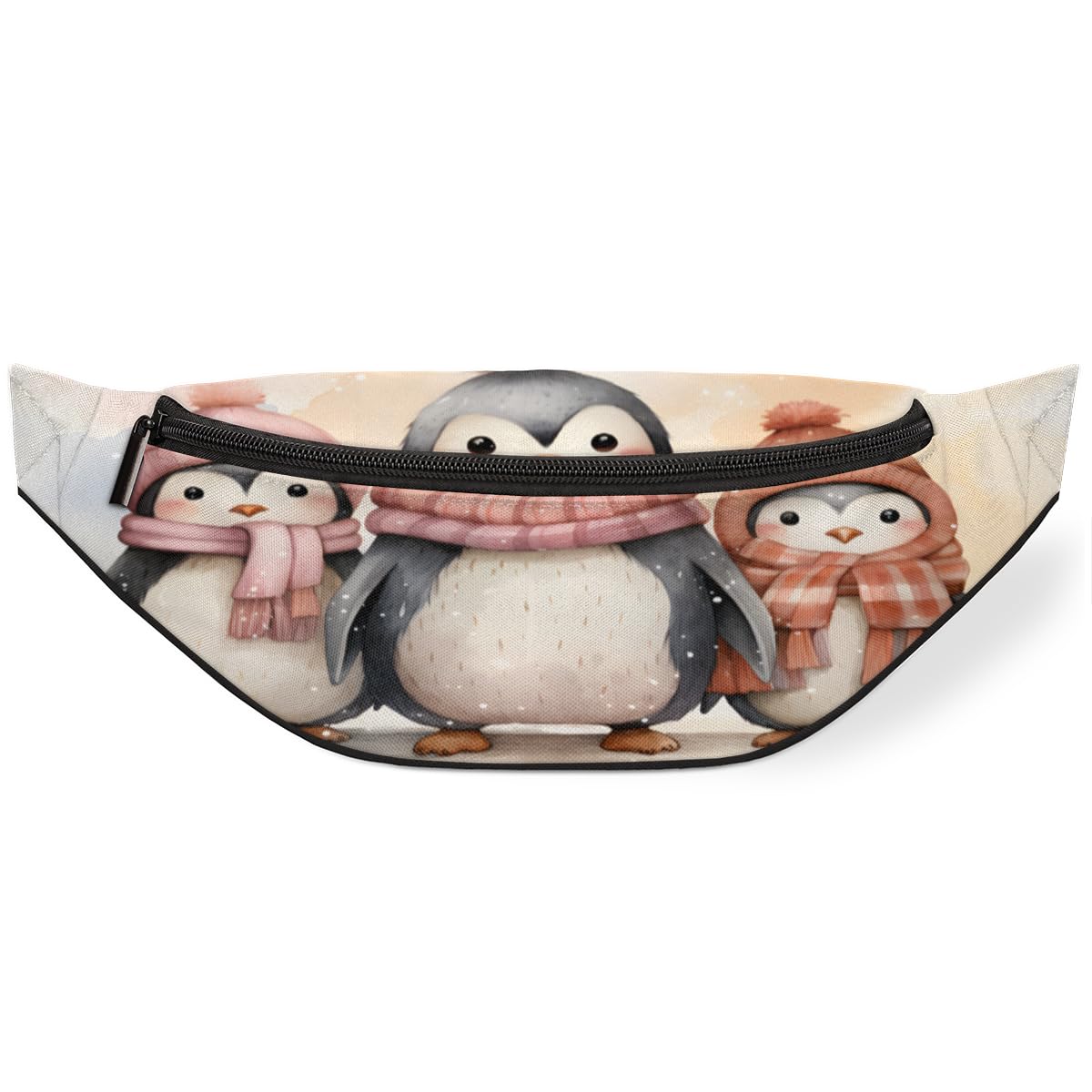 Watercolour Penguins Fanny Pack for Women Men Waist Pack Crossbody Bag with Adjustable Belt for Travel Hiking Running Cycling Festivals
