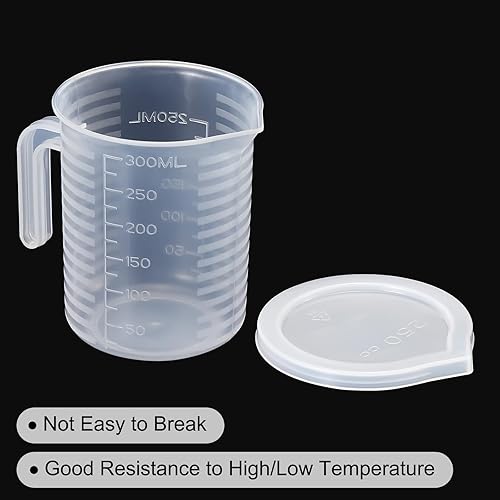 Miniatura 9 de PATIKIL Vaso graduado, paquete de 2 vasos medidores líquidos de plástico PP de 67.6 fl oz, graduaciones de doble cara con tapa de mango y boquilla