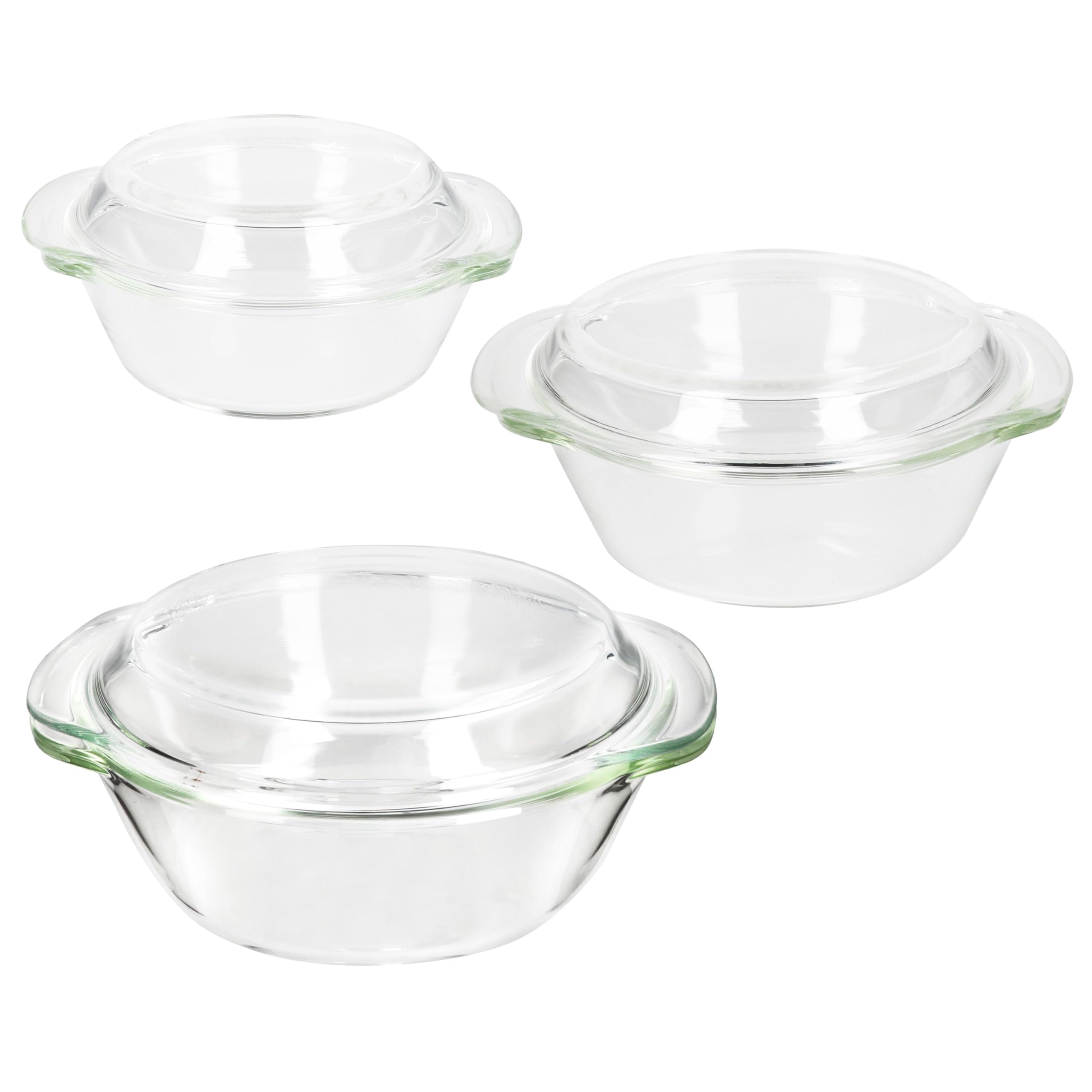 Set 3 Pirofile In Vetro Rotonde MamboCat Con Coperchio (0,7L, 1L, 1,5L) – Forno, Microonde E Lavastoviglie, Ideali Per Lasagne E Tiramisù
