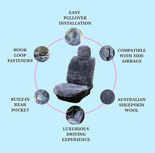 Miniatura 6 de Funda de asiento de piel de oveja auténtica, funda de asiento de piel de cordero para invierno, funda de asiento de automóvil, piel de oveja de