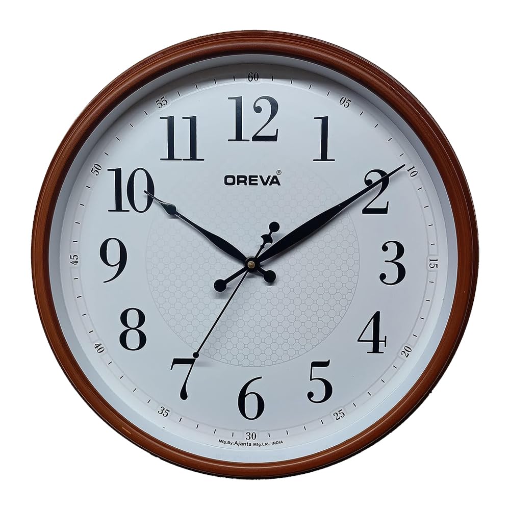 OREVAPlastic Designer Sweep Silent Wall Clock (35.5 x 6.9 x 35.5 cm, D Wood, AQ-6497SS)
