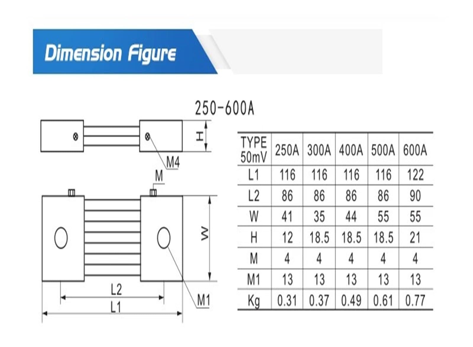 Podzielnik oporu shunt, FL-21 DC Shunt Resistor 250A-1500A 60mV-100mV 0.5 Accuracy(60mv,500A)