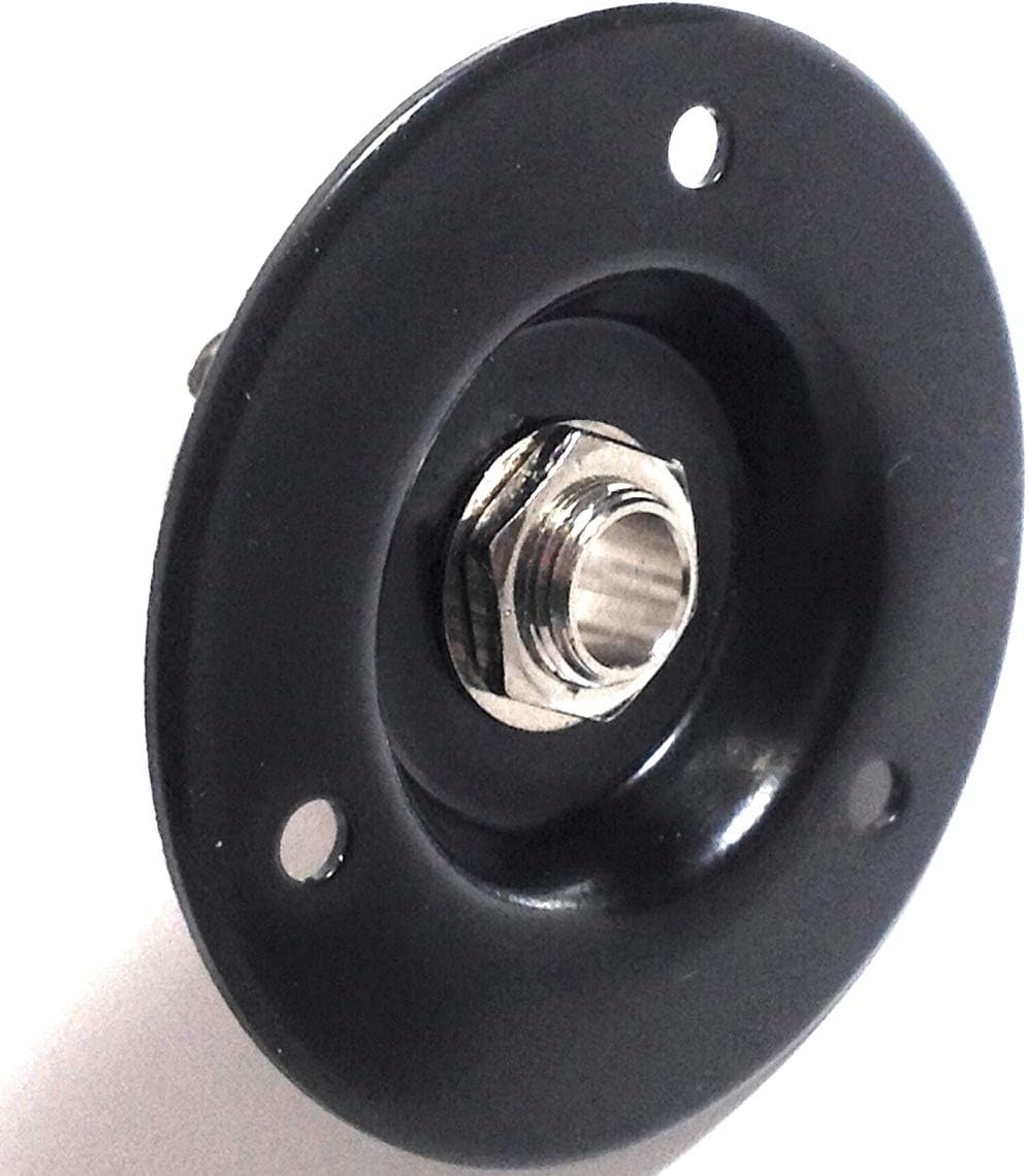 Black Speaker Amp Jack Plate, 2 inch Round Metal with 1/4 inch Switchcraft #11 Jack