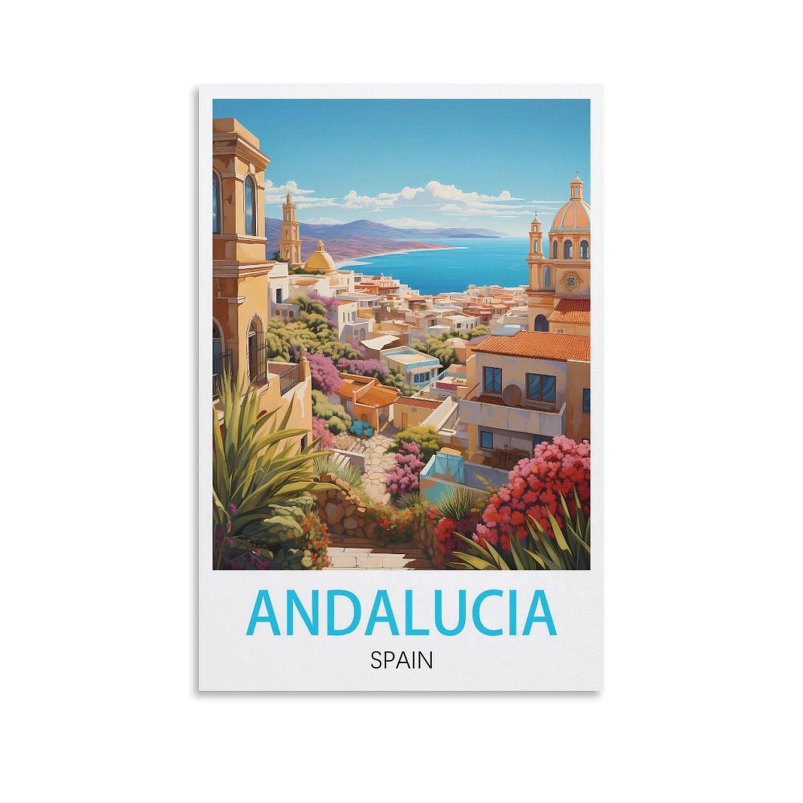 LICHNWW Andalucia Spain Vintage Travel Posters 20x30inch(50x75cm) Canvas Print for Living Room, Bedroom, Dorm, Home, Office Wall Decoration