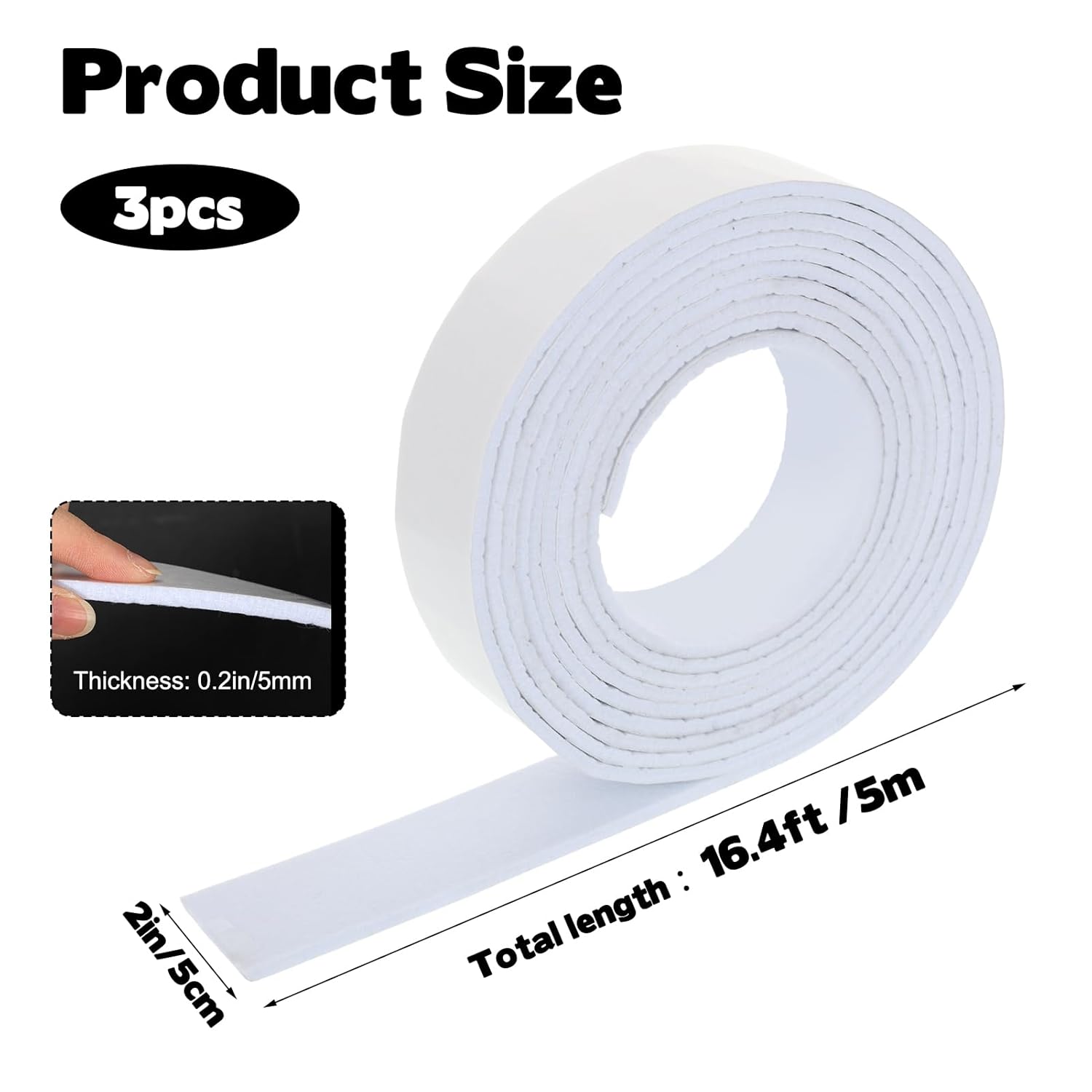 3 Roll 16.4 Ft x 2'' Window Condensation Prevention Absorber, Thick Window Moisture Absorbent Tape Reusable Condensation Prevention Felt Strip for Absorbing Water Keeping Dry