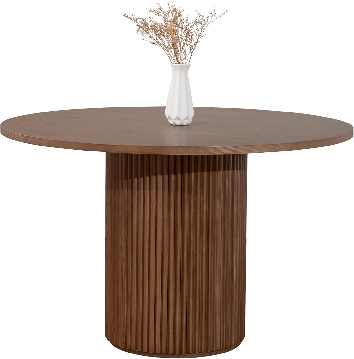 Round Wood Dining Table Modern Kitchen Table Mesa Redonda de Comedor Walnut, 40''L x 40''W x 29.9''H(Only Table)