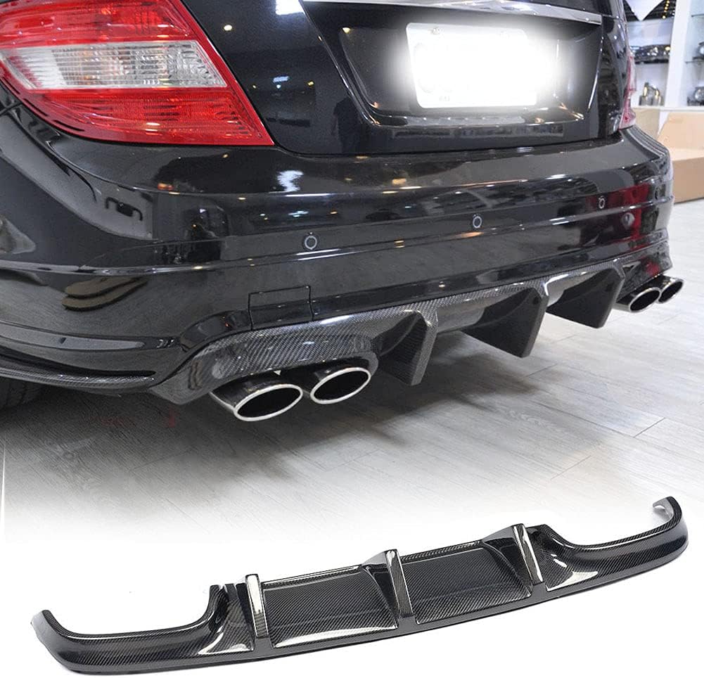 XTT Rear Diffuser fits Mercedes Benz W204 C63 AMG Sedan Pre-Facelift 2008-2011 Factory Outlet Carbon Fiber CF Lower Bumper Lip Spoiler Body Kit