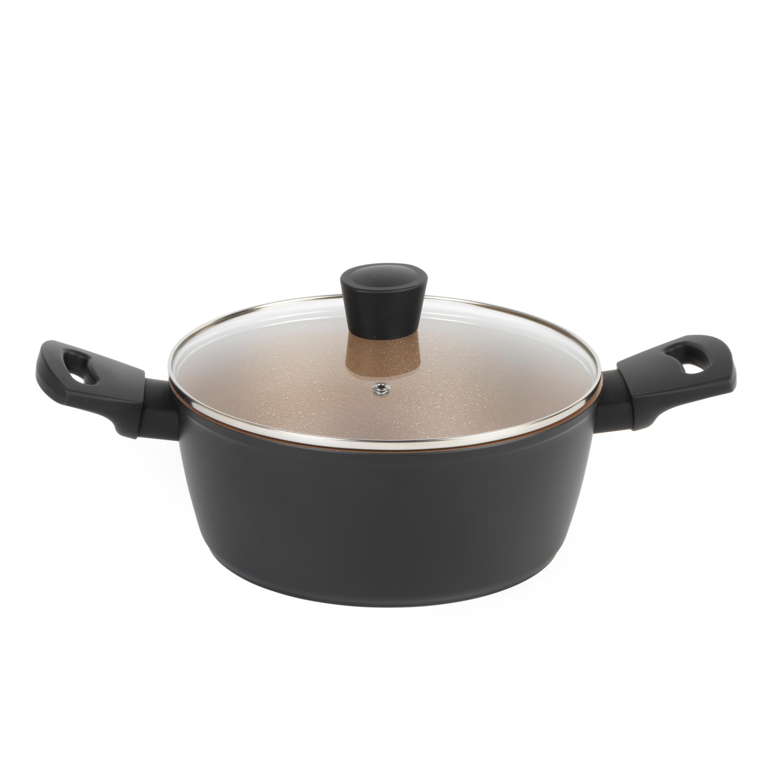 Russell Hobbs Black Rh01670beu Opulence 24 Cm Stockpot - Non-Stick Casserole Pot With Tempered Glass Lid, Induction Hob Suitable, Forged Aluminium Cookware, Dishwasher Safe, Metal Utensil Safe, Gold