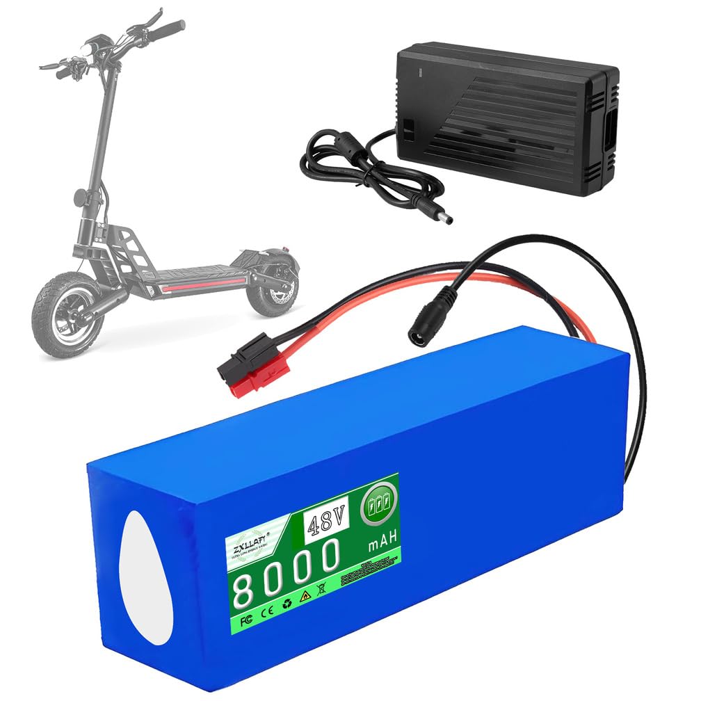 Batería de Litio de 48 V, 10 Ah y 8 Ah Batería Recargable 60 V Baterías para Patinete 48 V Baterías monopatín para Motor 250 W a 600 W con Cargador y BMS,48v8ah Anderson