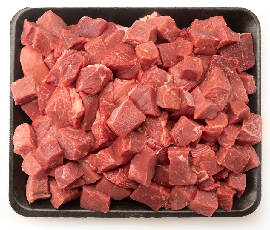 Florida Beef Aged Angus Beef Stew Meat, Cut fresh for optimal tenderness, Excellent when braised or slow cooked for stews and chili, 23g protein per serving .. 4 pound