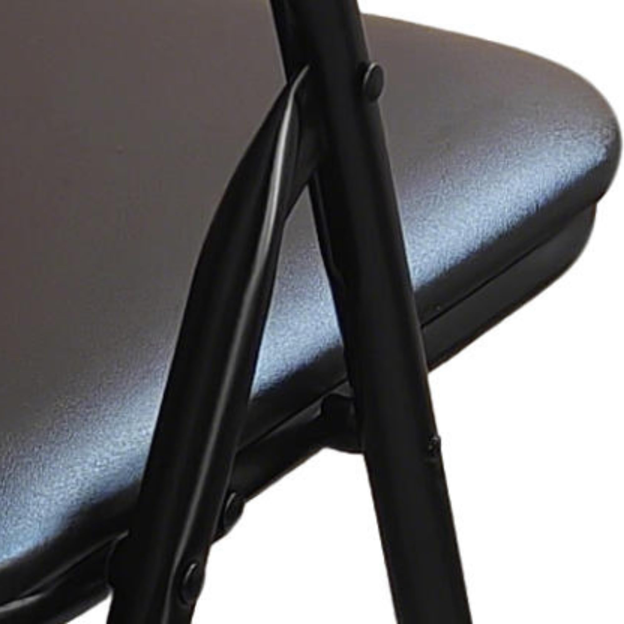 Pack 4 Sillas Plegables Negras Premium con Estructura Metálica y Asiento Acolchado en Polipiel PU. Respaldo Ergonómico de para Eventos, Oficina y Hogar. Diseño Moderno y Resistente (80x44x43,5 cm)