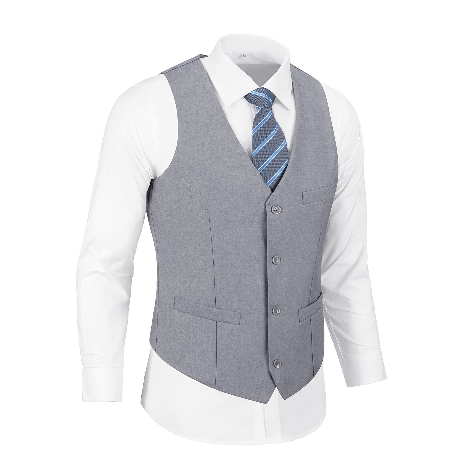 Furuyal Conjunto de traje ajustado de 3 piezas para hombre, dos botones, boda, negocios, esmoquin, chaqueta, chaleco, pantalones con corbata