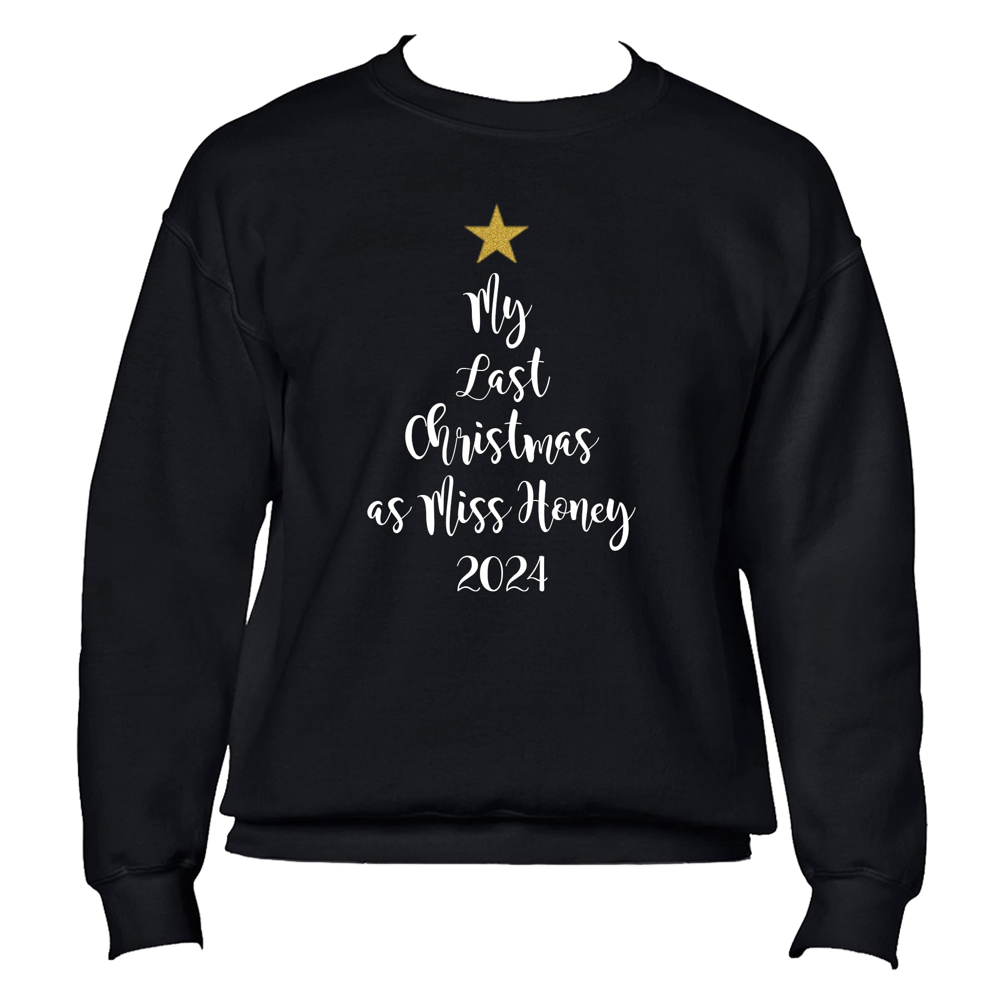 Personalised My Last Christmas as Miss Christmas Jumper Black with White Text - Wedding Newlywed Jumpers
