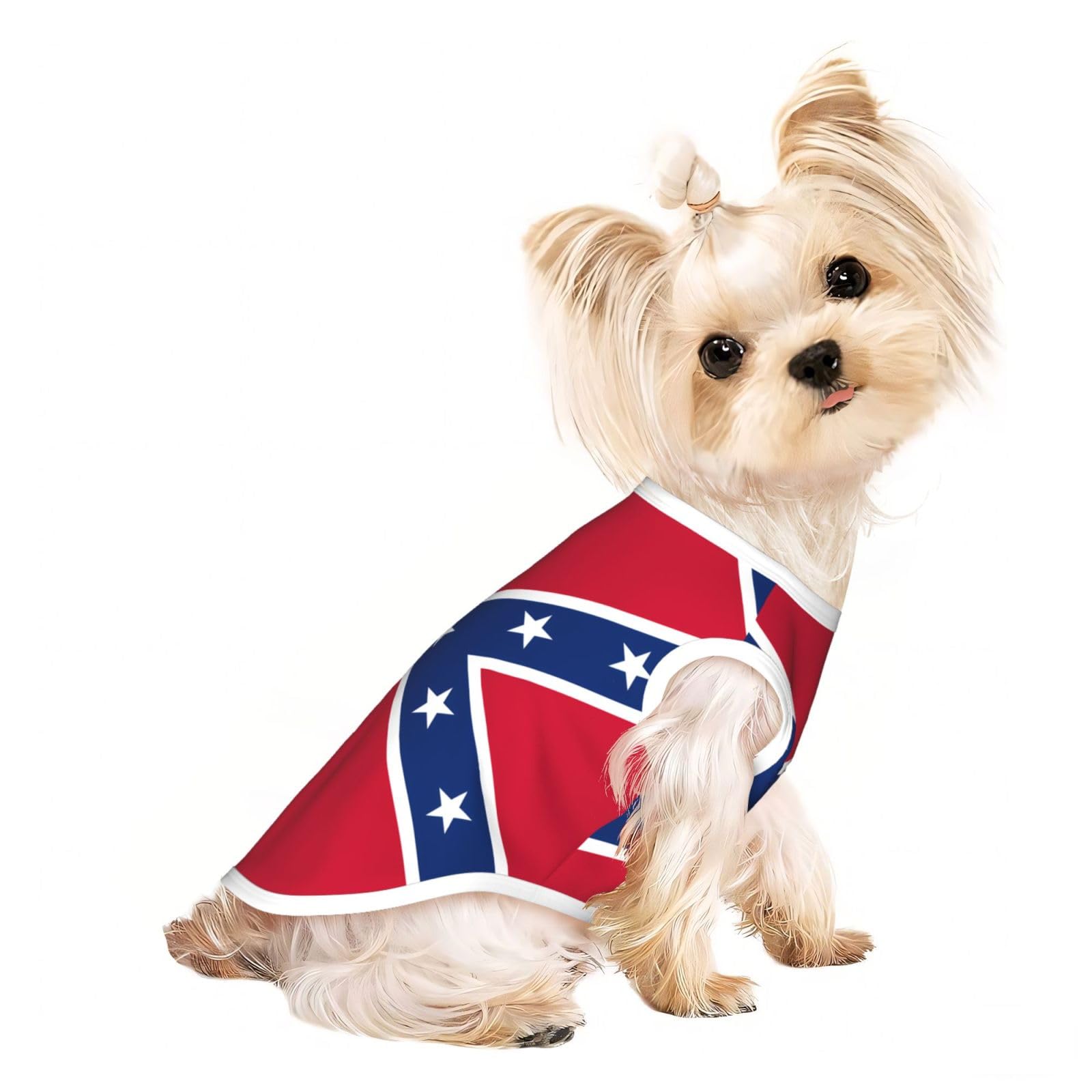 M Pet Breathable Sleeveless T-Shirt â€“ Lightweight Confederate flag Print Tank Top Outfit for Small Medium Dogs