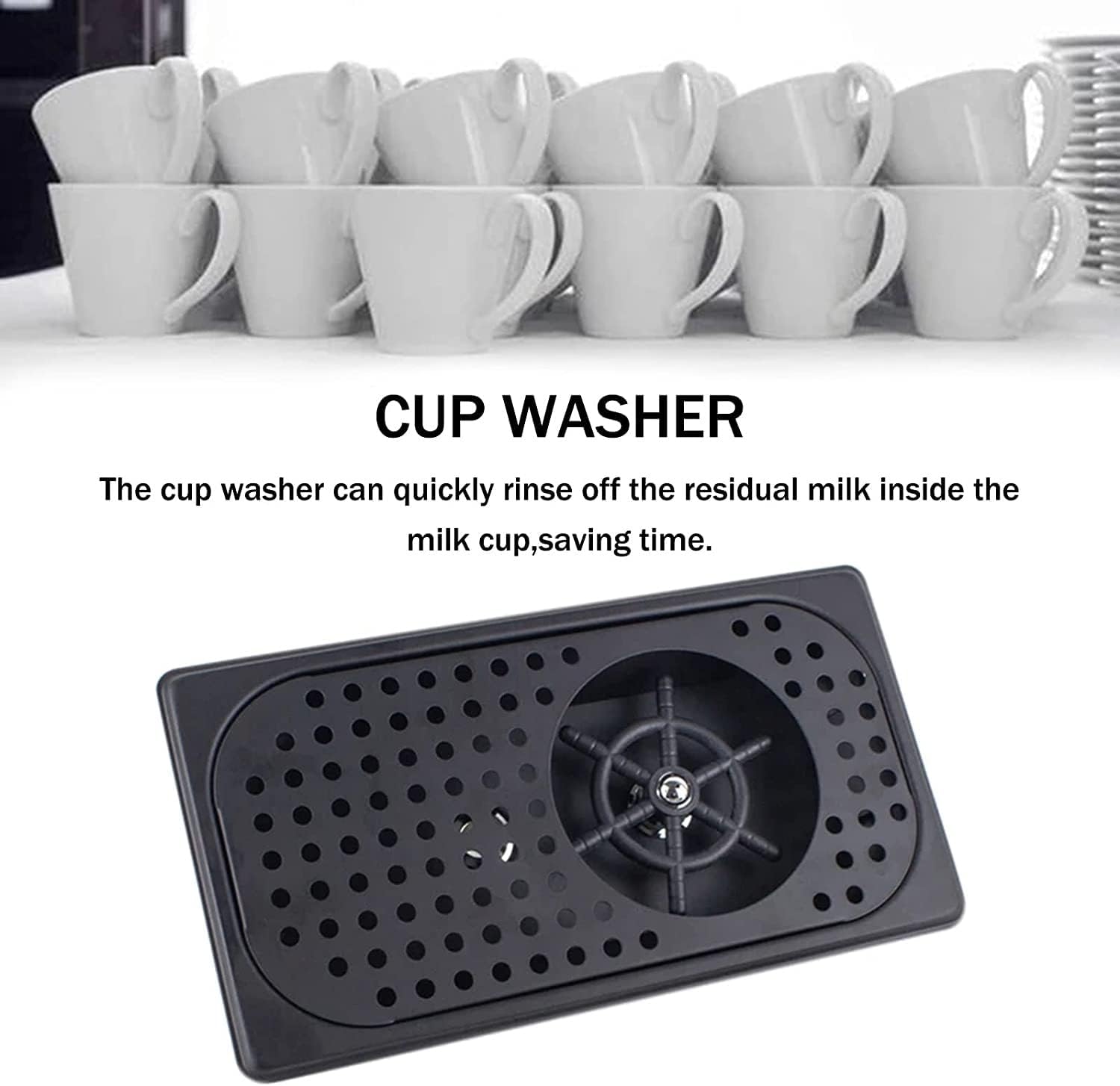 Pitcher Rinser Stainless Steel Automatic Cup Washer Cleaner Rinser Espresso Rinser w/Water Pipe Drain and Drip Tray Stainless Steel Bar Glass Rinser