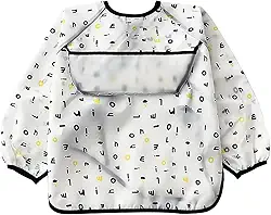 Babadores de manga infantil de 6 a 42 meses à prova d'água para comer e pintar