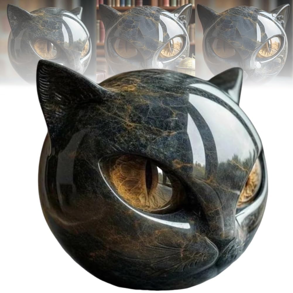 Scultura di Gatto Nero Halloween in Resina Statua di Gatto Elegante Decorazione Casa Regalo per Amanti dei Gatti