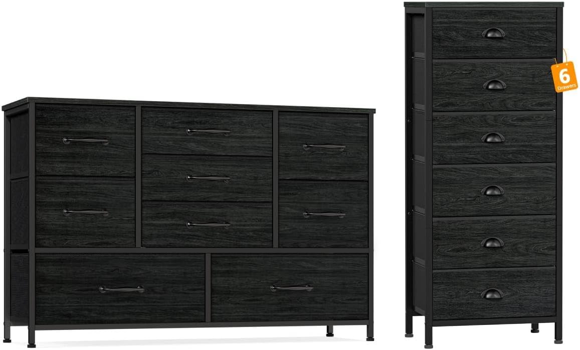 Amazon.com: Furnulem Tall Dresser with 6 Drawers and Wide Dresser with 9 Large Drawers for 55 ...