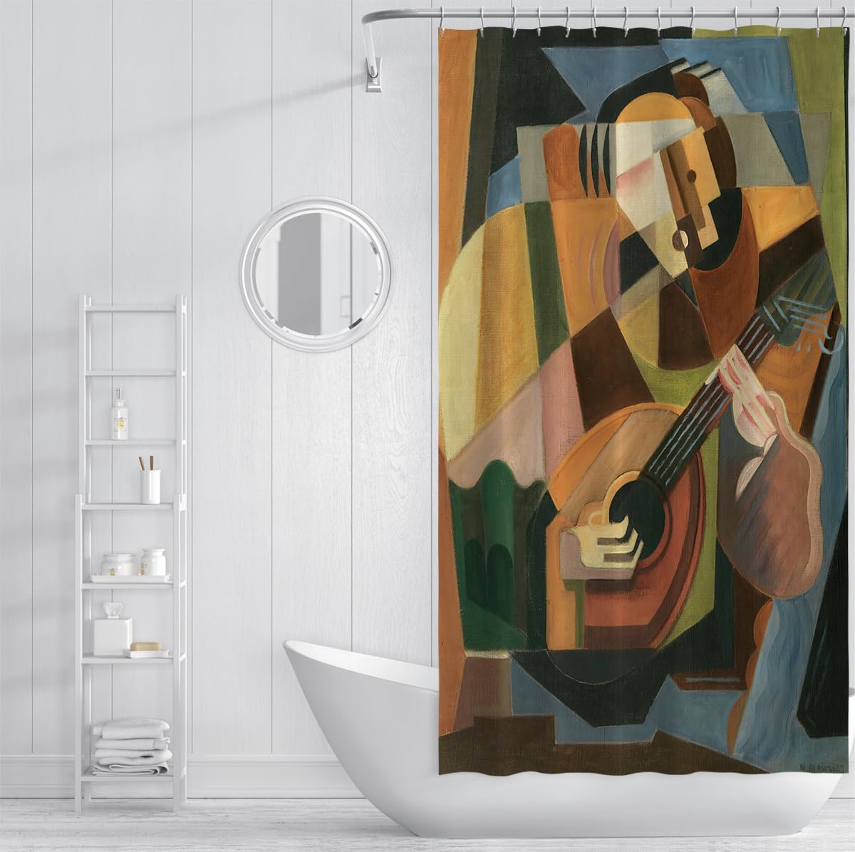 Zasłona prysznicowa Cubism do akcesoriów łazienkowych Słynny obraz lutni Grawerowane zasłony do wanny z plastikowymi haczykami Wodoodporne 180 x 200 cm