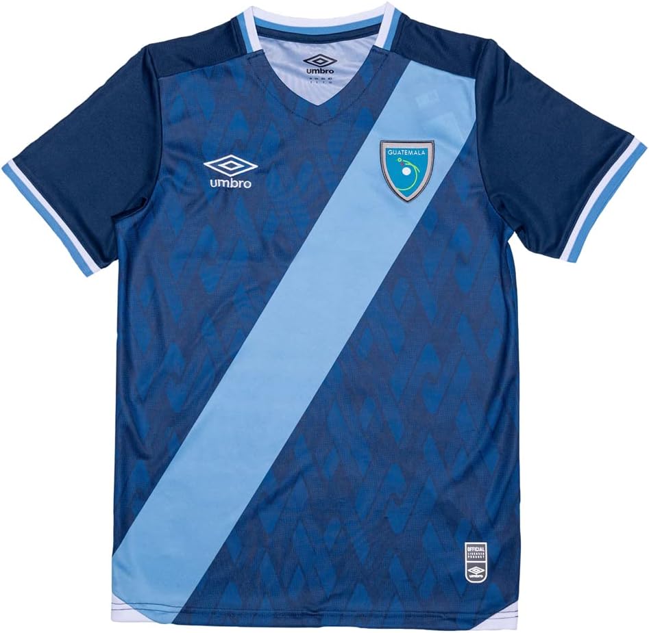 Umbro Men's Guatemala Away Soccer Jersey 2021-22 (Large) Navy, Sky Blue