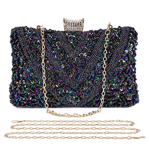 BAIGIO Bolso de Noche Plata, Clutch Mujer Fiesta Ceremonia Cartera de Mano...