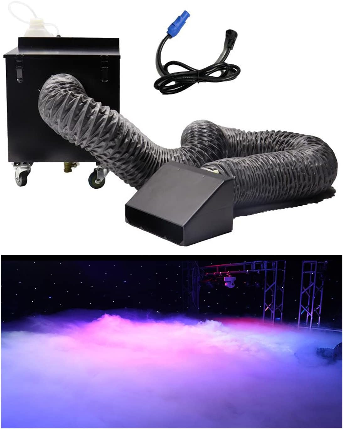 JUNMAN 2000W Low Lying Water Fog Machine Stage Effect Smoke Hazer Machine DMX512 Controller Panel Control