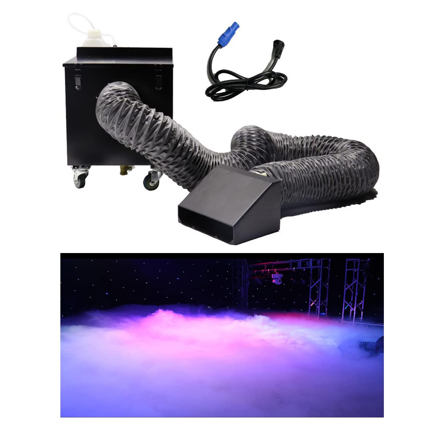 JUNMAN 2000W Low Lying Water Fog Machine Stage Effect Smoke Hazer Machine DMX512 Remote Panel Control