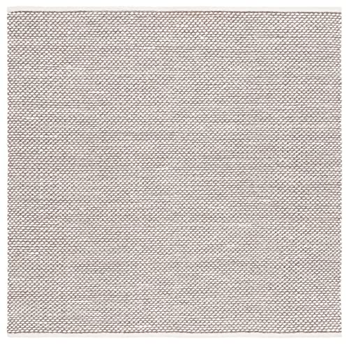 SAFAVIEH Vermont Collection Area Rug - 6' Square, Brown, Handmade Wool & Cotton, Ideal for High Traffic Areas in Living Room, Bedroom (VRM650T)