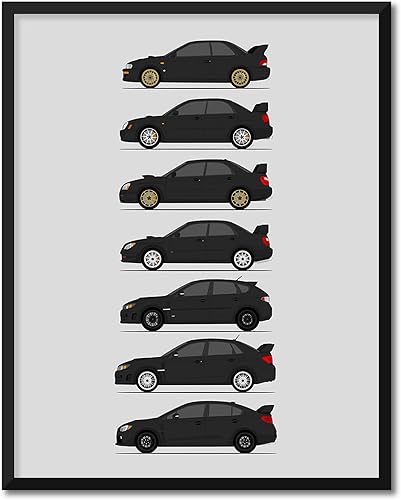 Vista 8 de Handmade Poster compatible with Sub Tecnica International Rally Car Generations and Print of Subaru STI - White, 8x10" Metallic Print (Unframed)