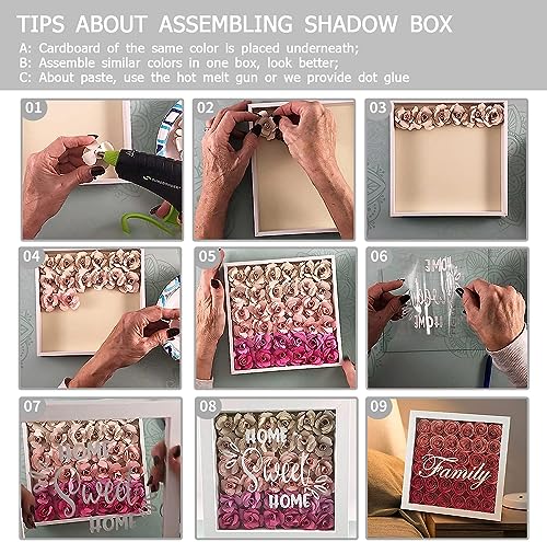 Mverse FLORA014 Light Blue Roses Artificial Flowers, Mini Paper Flower Crafts Diy Gift Decorations For Custom Shadow Box Frame, Graduation Cap thumb #5